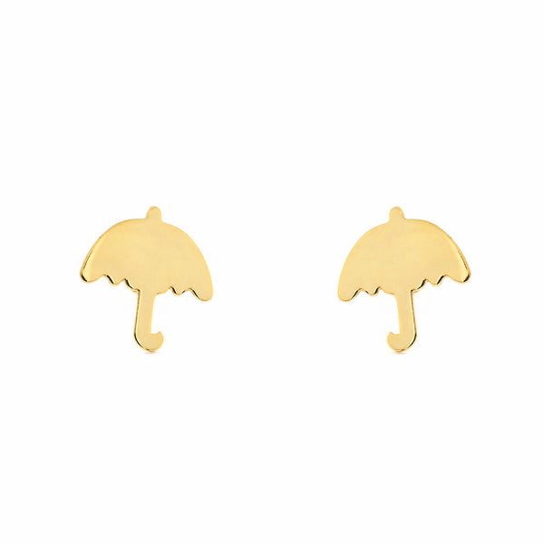 9ct Yellow Gold Umbrella Children's Girls Earrings shine