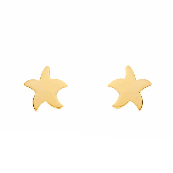 9ct Yellow Gold Star Children's Girls Earrings shine