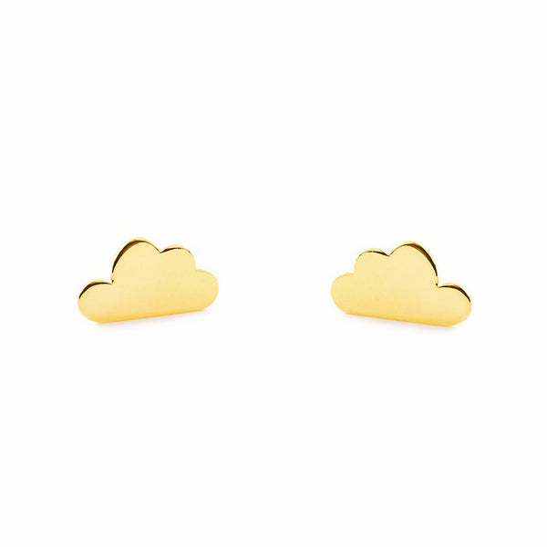 9ct Yellow Gold Cloud Children's Girls Earrings shine