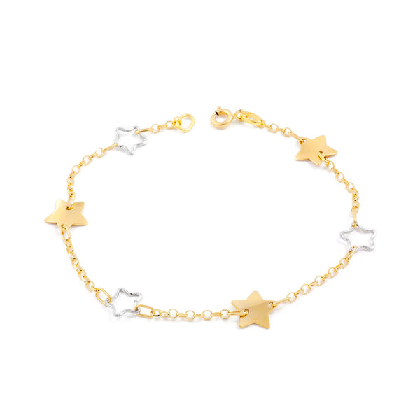 18ct two color gold Women's Bracelet Star Shine 18 cm