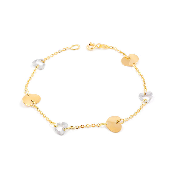 18ct two color gold Women's Bracelet 18 cm Heart Shaped Sparkle