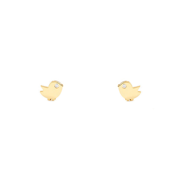 9ct Yellow Gold Bird Cubic Zirconia Children's Baby Girls Earrings shine