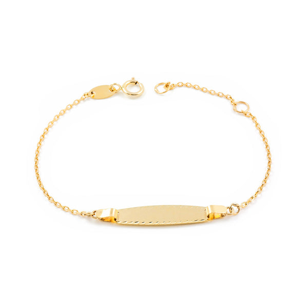 9ct Yellow Gold Personalized Slave girls Bracelet Matte and Shine Finish 13 cm
