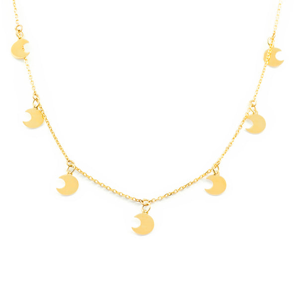 9ct Yellow Gold Moons Necklace 40 cm