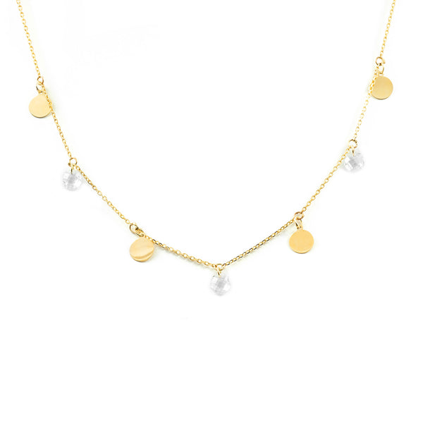 9ct Yellow Gold Circles Cubic Zirconias Necklace 40 cm