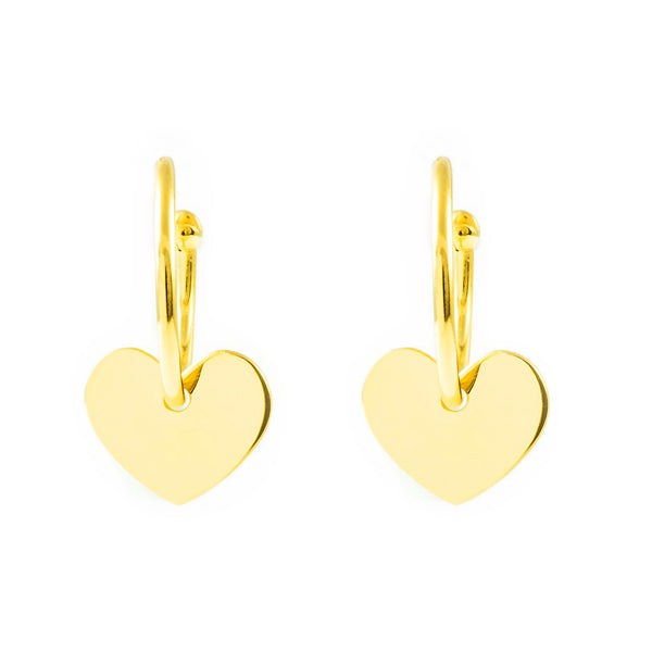 925 Sterling Silver gold-plated Heart Hoops shine earrings 25x14 mm