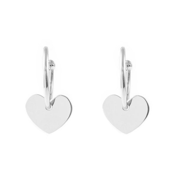 925 Sterling Silver Heart Hoops shine earrings 25x14 mm