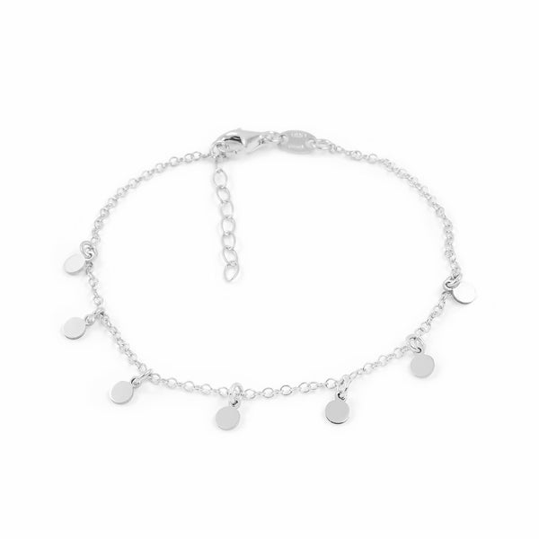 925 Sterling Silver Round Charms bracelet shine