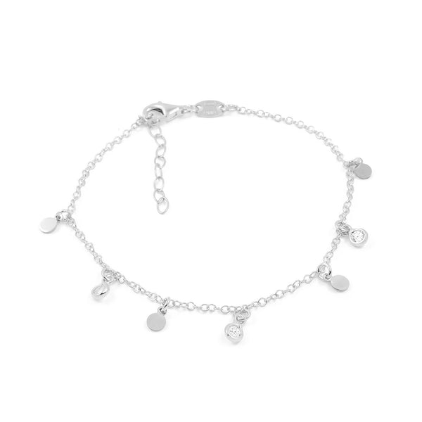 Pulsera Mujer Plata de Ley Charms Redondos Circonita Brillo