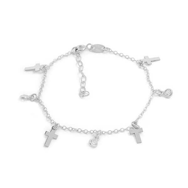 925 Sterling Silver Cross Cubic Zirconia bracelet shine