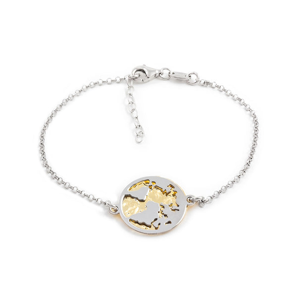 925 Sterling Silver Gold-plated World bracelet shine