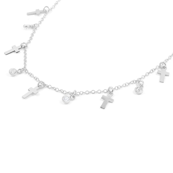 925 Sterling Silver Crosses Zircon Necklace Shine