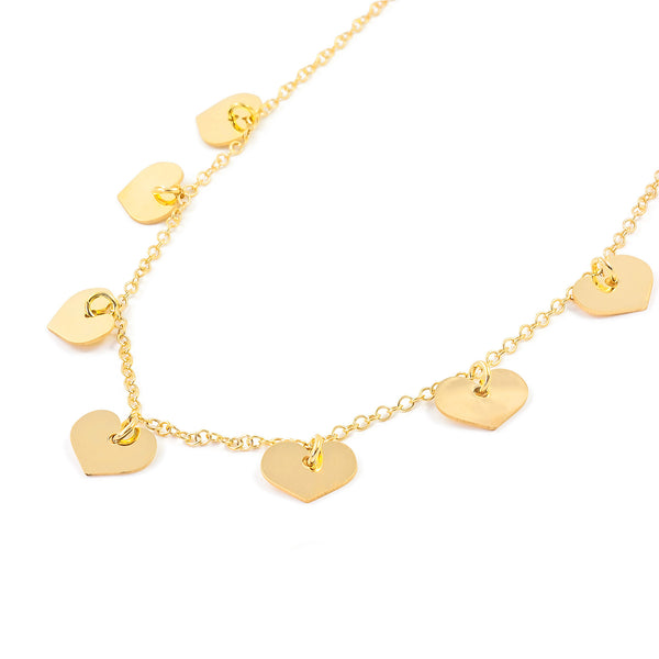 925 Sterling Silver Gold-plated Hearts Necklace Shine