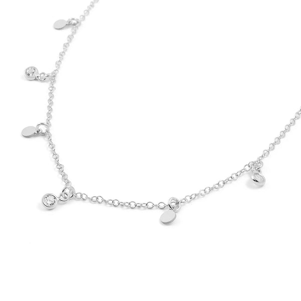 925 Sterling Silver Round Charms Zircon Necklace Shine