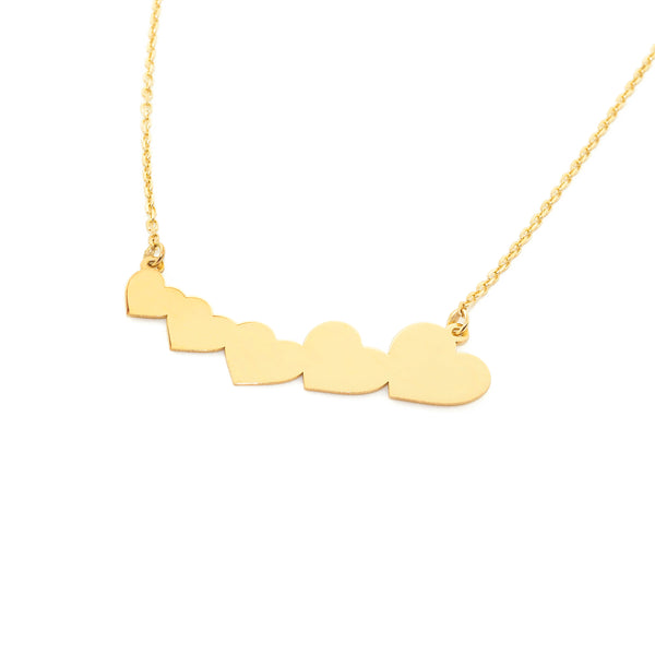 9ct Yellow Gold Hearts Necklace 43 cm