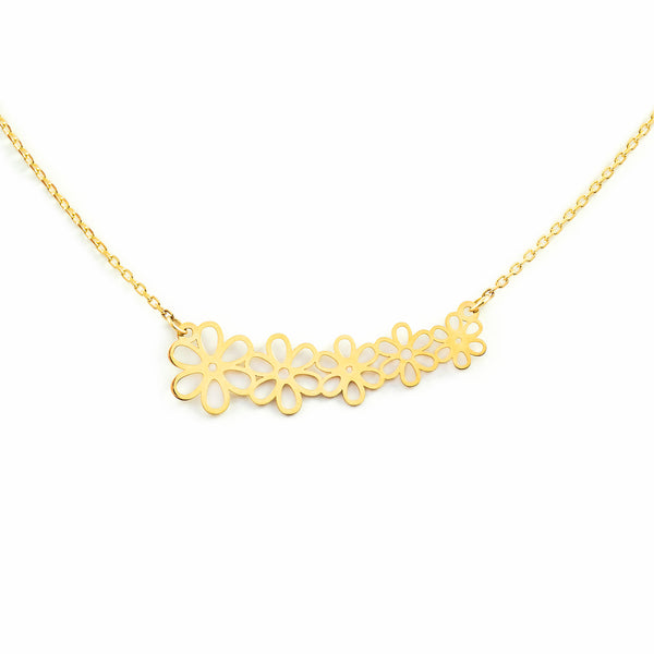 9ct Yellow Gold Flowers Necklace 43 cm