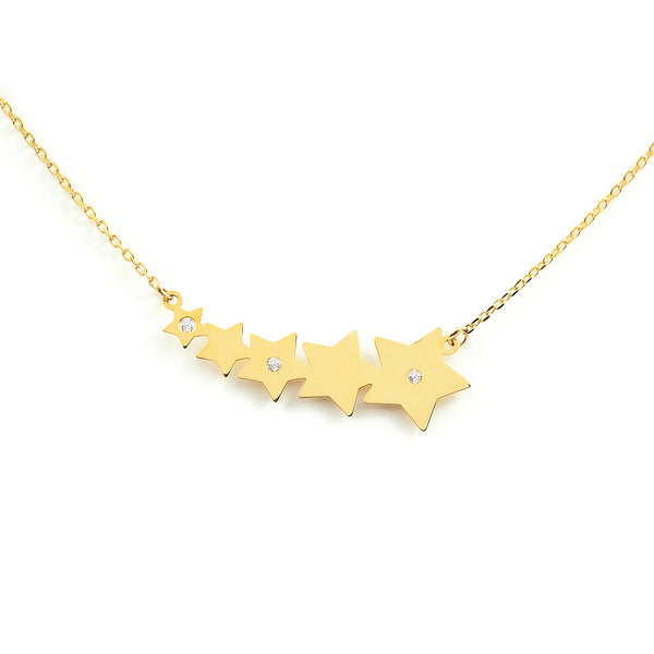 Collar Mujer Oro Amarillo 9K Estrellas Circonitas Brillo