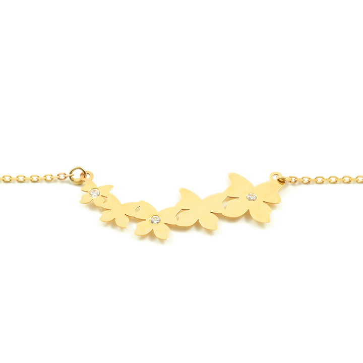 Collar oro mariposas unidas con circonitas (9Kts)