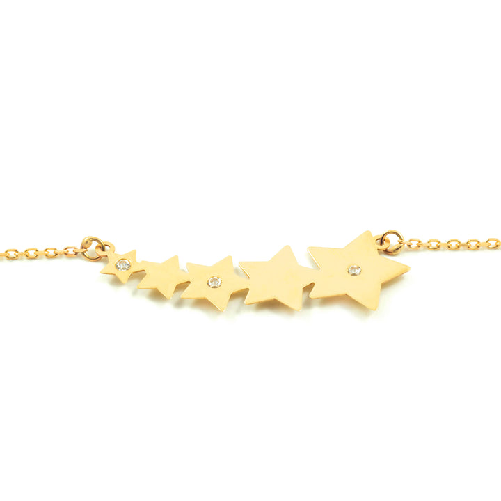 Collar oro estrellas con circonitas (9Kts)