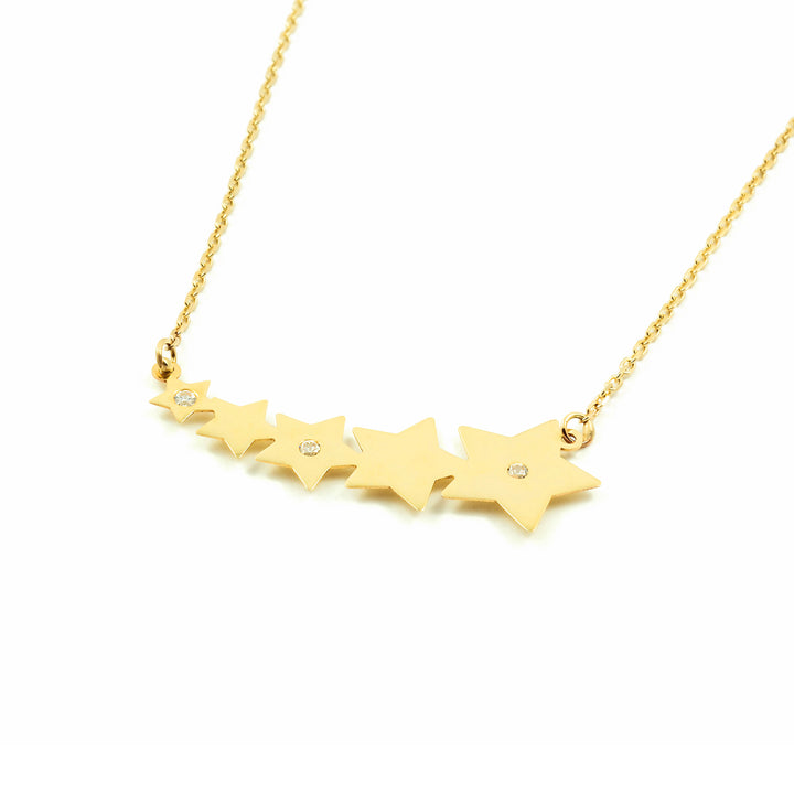 Collar oro estrellas con circonitas (9Kts)