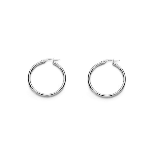 Pendientes Plata de Ley Aros Redondo Brillo 24 x 2 mm