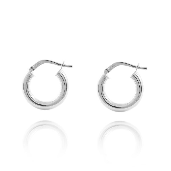 Pendientes Plata de Ley Aros Redondo Brillo 16 x 3 mm