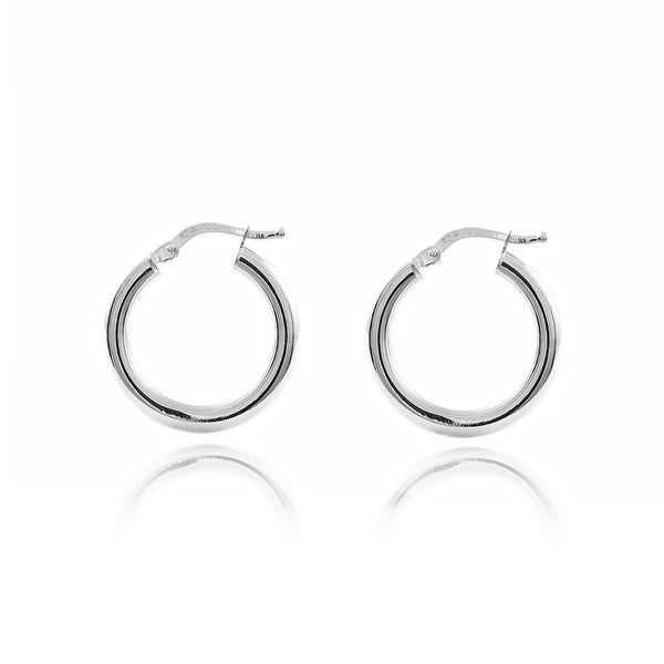925 Sterling Silver Hoops shine earrings 21x3 mm
