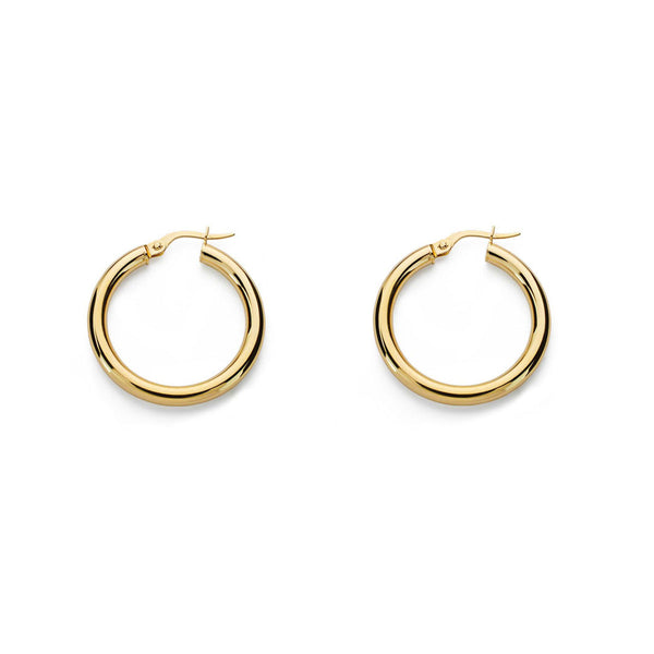 925 Sterling Silver gold-plated Hoops shine earrings 26x3 mm