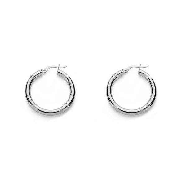 925 Sterling Silver Hoops shine earrings 26x3 mm