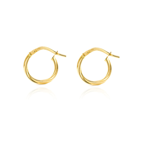 925 Sterling Silver gold-plated Twisted Hoops shine earrings 15x2 mm