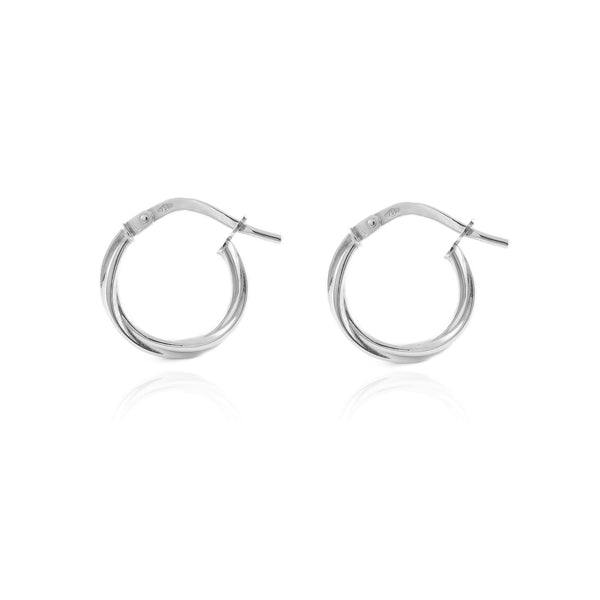 925 Sterling Silver Twisted Hoops shine earrings 15x2 mm