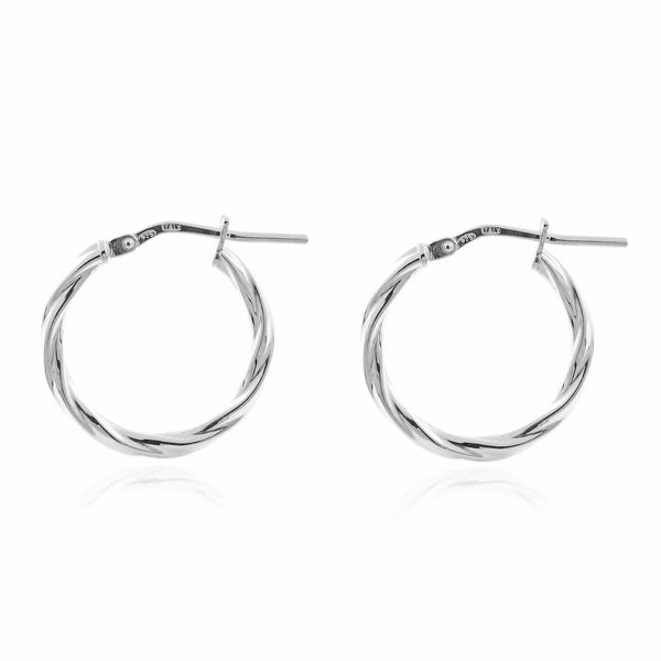 925 Sterling Silver Twisted Hoops shine earrings 19x2 mm