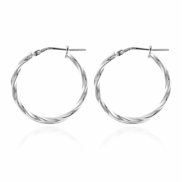 925 Sterling Silver Twisted Hoops shine earrings 24x2 mm