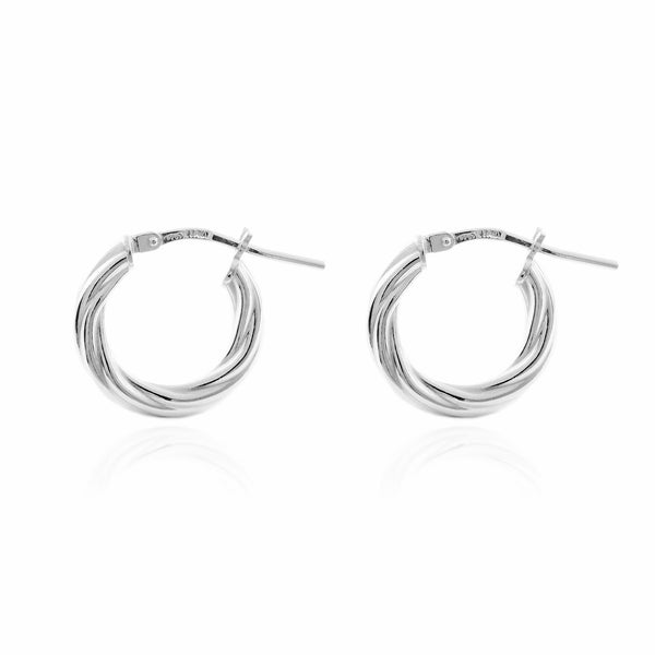 925 Sterling Silver Twisted Hoops shine earrings 16x3 mm