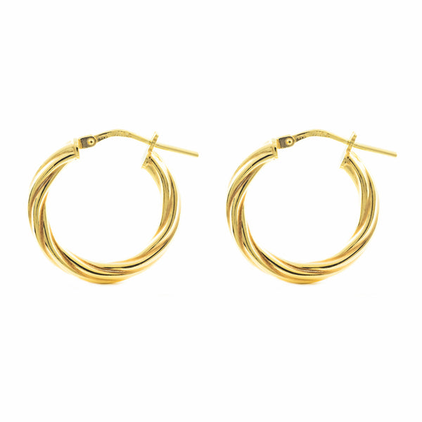 925 Sterling Silver gold-plated Twisted Hoops shine earrings 21x3 mm