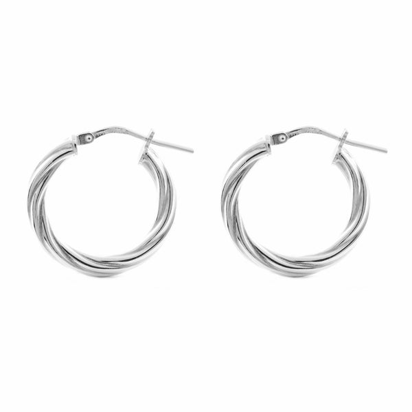 925 Sterling Silver Twisted Hoops shine earrings 21x3 mm