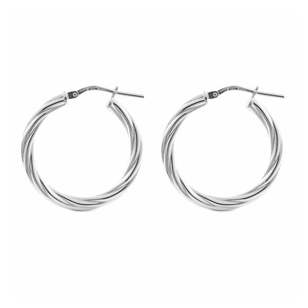 925 Sterling Silver Twisted Hoops shine earrings 26x3 mm