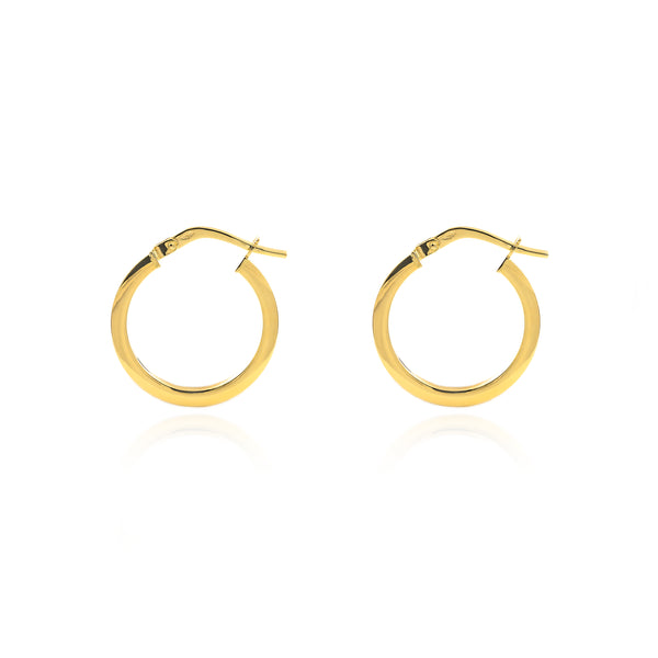 925 Sterling Silver gold-plated Square Hoops shine earrings 19x2 mm