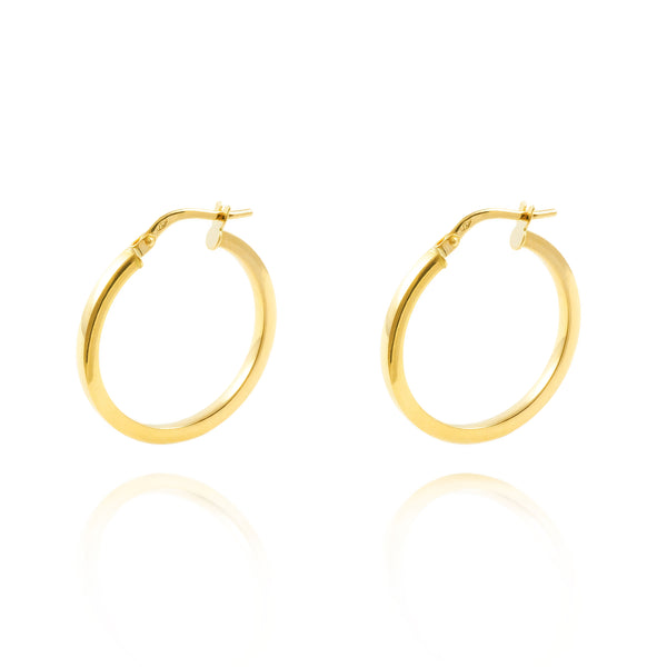 925 Sterling Silver gold-plated Square Hoops shine earrings 24x2 mm