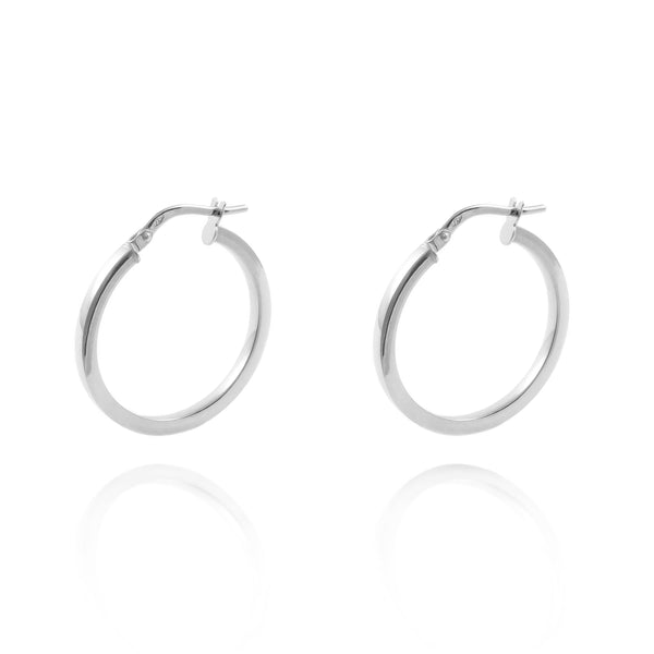 925 Sterling Silver Square Hoops shine earrings 24x2 mm