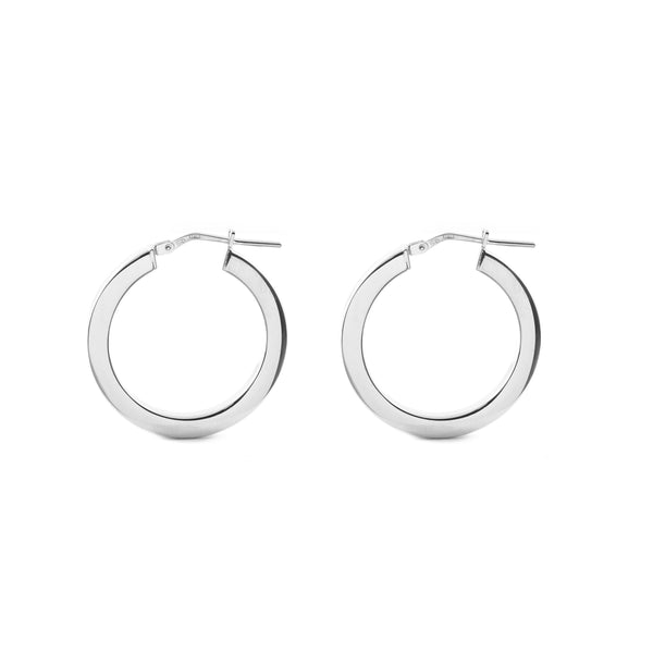 925 Sterling Silver Square Hoops shine earrings 21x3 mm