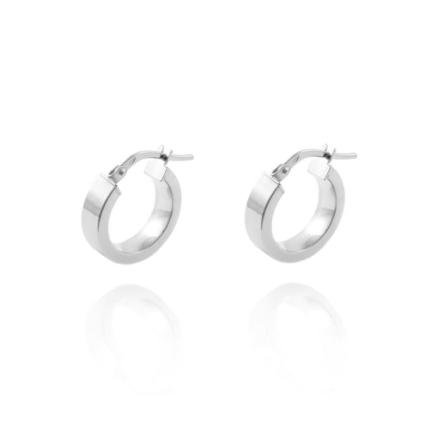 925 Sterling Silver Rectangular Hoops shine earrings 15x4 mm