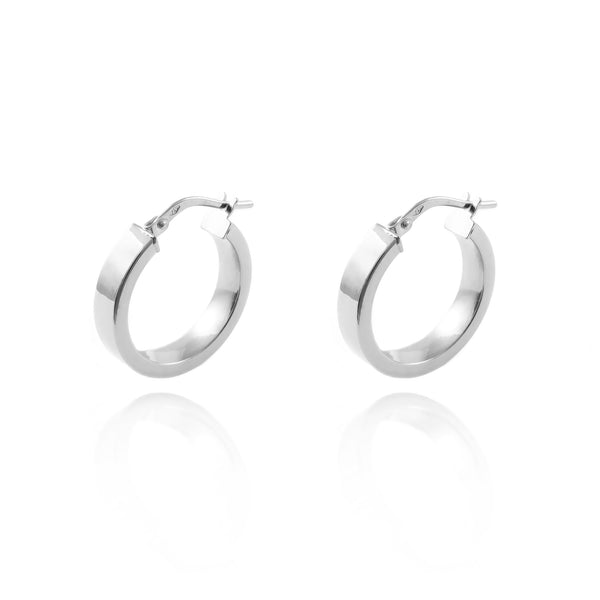 925 Sterling Silver Rectangular Hoops shine earrings 21x4 mm