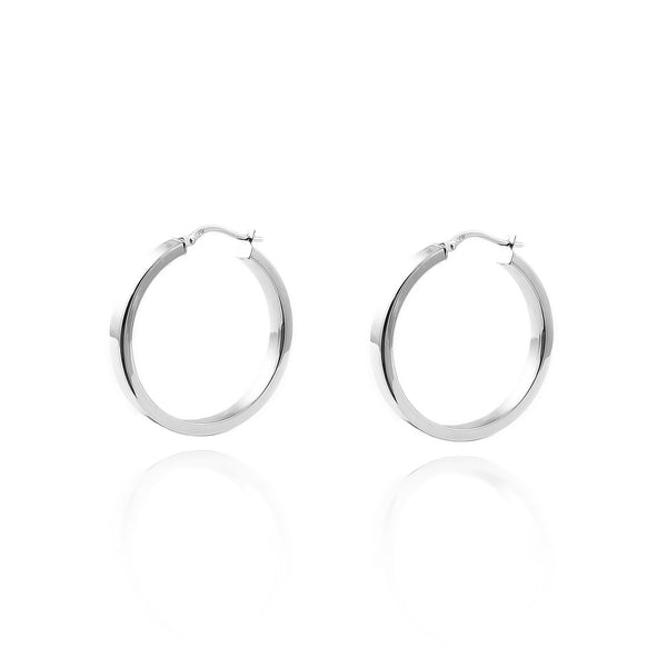 925 Sterling Silver Rectangular Hoops shine earrings 25x4 mm