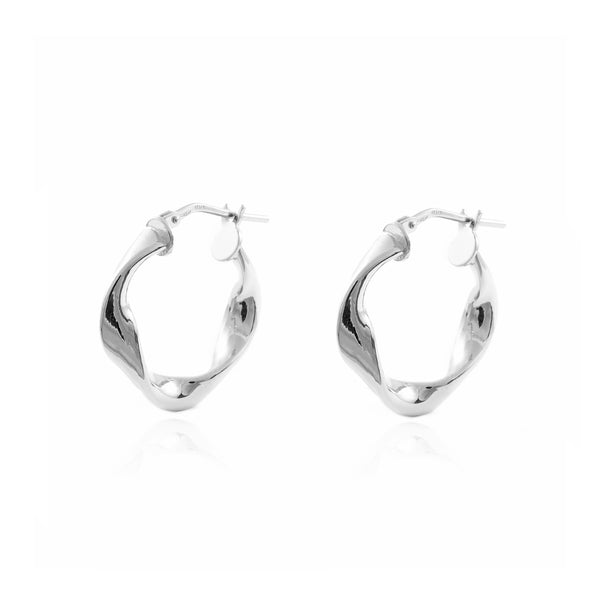925 Sterling Silver Twisted Hoops shine earrings 21x4 mm