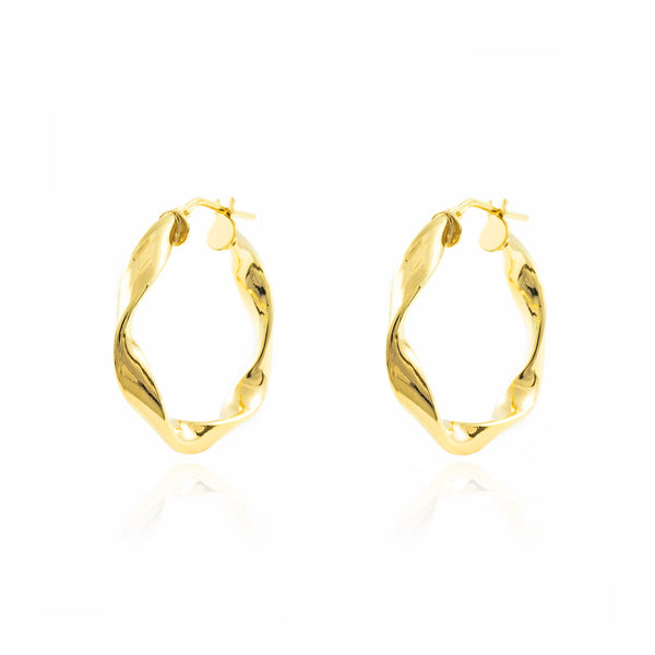 925 Sterling Silver gold-plated Twisted Hoops shine earrings 27x4 mm