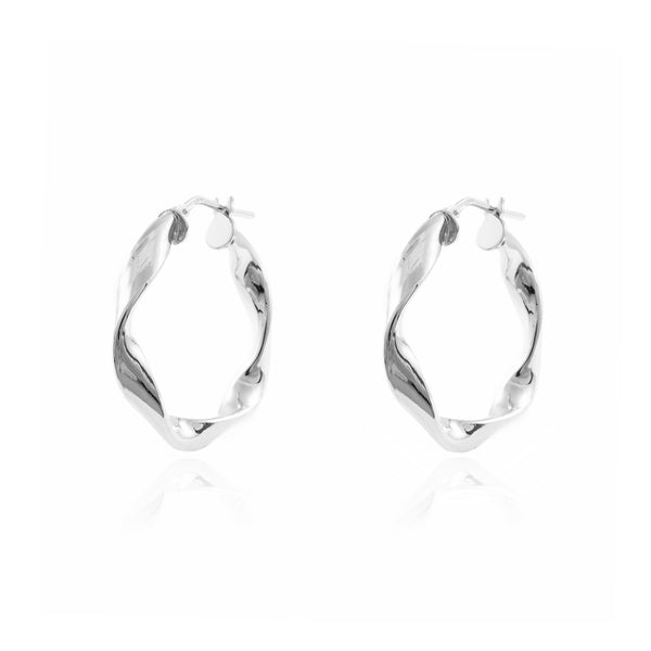 925 Sterling Silver Twisted Hoops shine earrings 27x4 mm