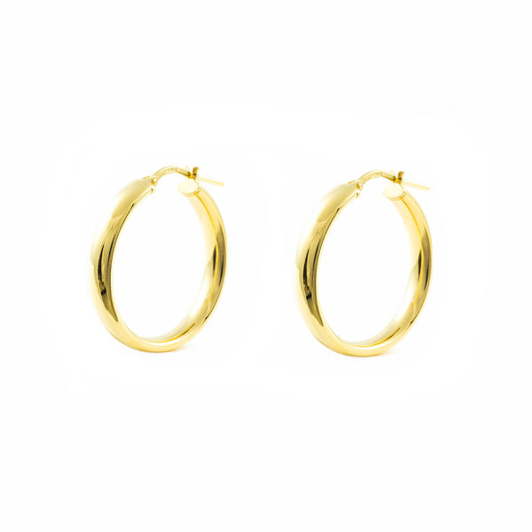 925 Sterling Silver gold-plated Hoops shine earrings 19x4 mm
