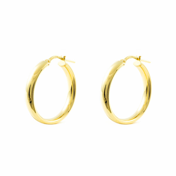 925 Sterling Silver gold-plated Hoops shine earrings 24x4 mm