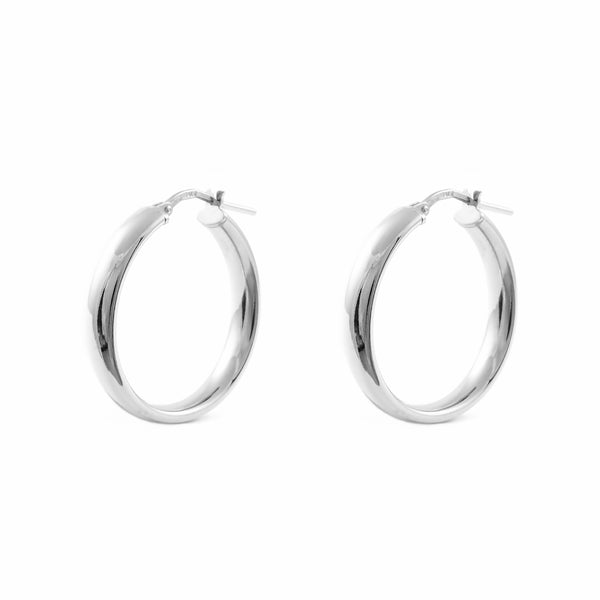 925 Sterling Silver Hoops shine earrings 24x4 mm
